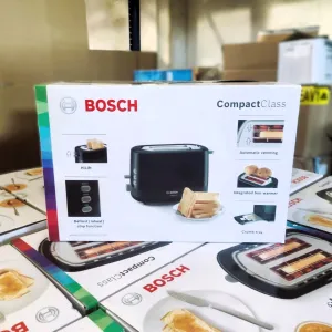 Bosch Compact Class TAT3A113 Compact Toaster with Integrated Bun Attachment with Automatic Shut-Off Function with Defrost Function Perfect for 2 Slices of Toast Lift Function 800 W Black