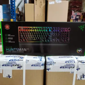 Razer Huntsman V2 (Red Switch) - Optical Gaming Keyboard with Near-Zero Input Latency (Linear Optical Switches Gen-2, Doubleshot PBT Keycaps, Ergonomic Wrist Rest) UK Layout | Black