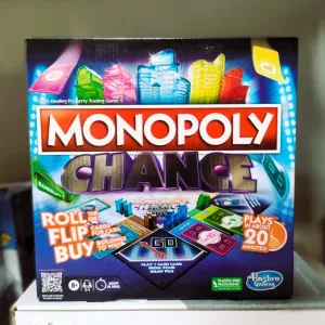 Monopoly Chance Board Game, Fast-Paced Monopoly Family Game for 2-4 Players, 20 Min. Average