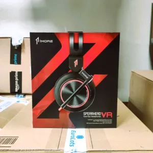 1MORE Spearhead VR Gaming Headset for PS4 Xbox One PC Over-Ear Headphones Comfortable Headset with Super Bass, 7.1 Stereo Surround Sound, Dual Mic Noise Cancellation and LED Light - Black